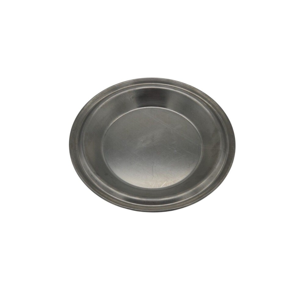 Vtg Stainless Pie Pan Plate No Drip Edges Juice Catcher Rims 80s Bakeware 10.75"